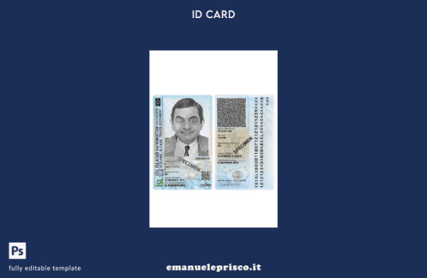 modello presente della carta d'identità islandese in stile verificato